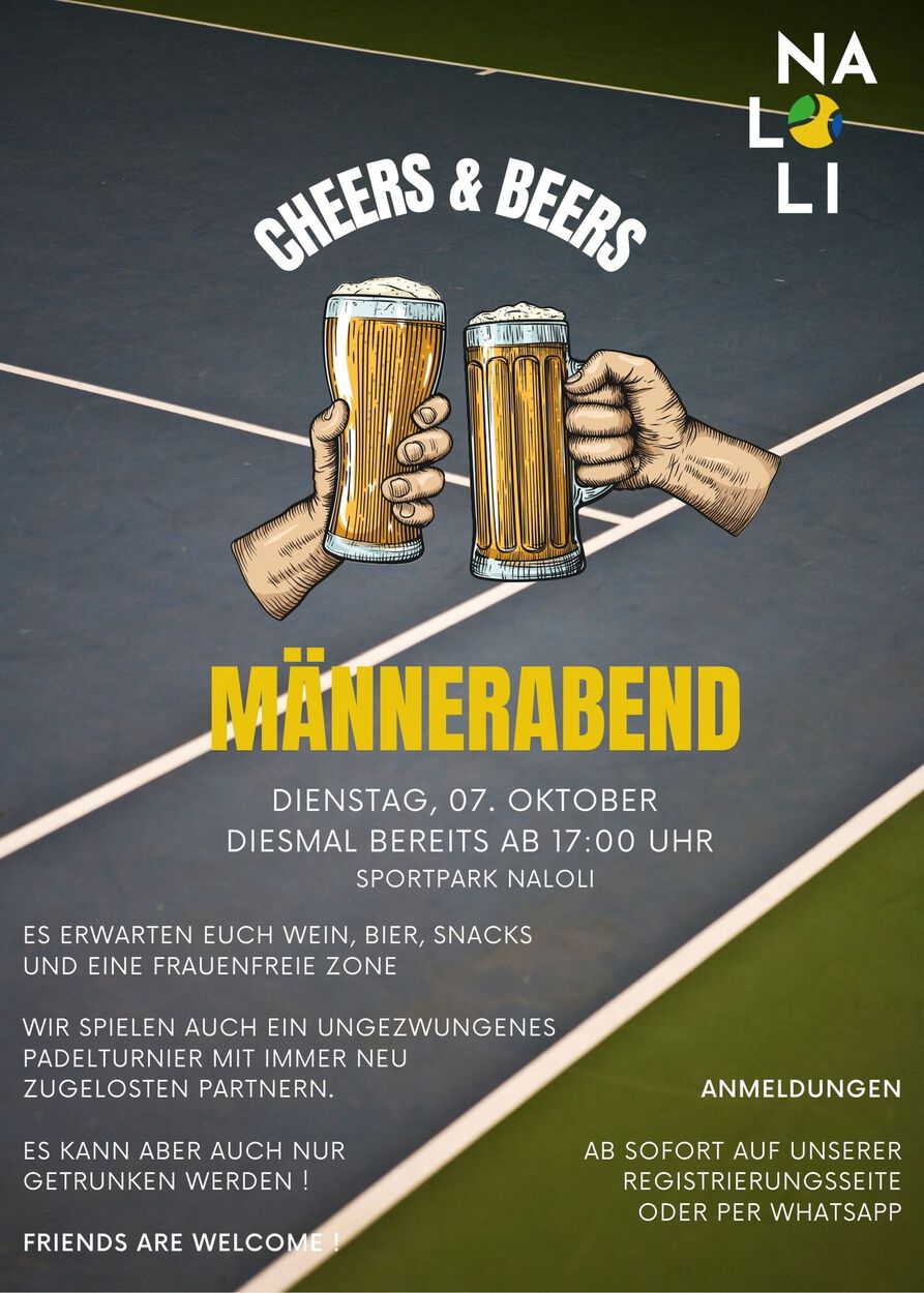 EINLADUNG zum LETZTEN MÄNNERABEND - 7. OKTOBER ab 17:00 UHR